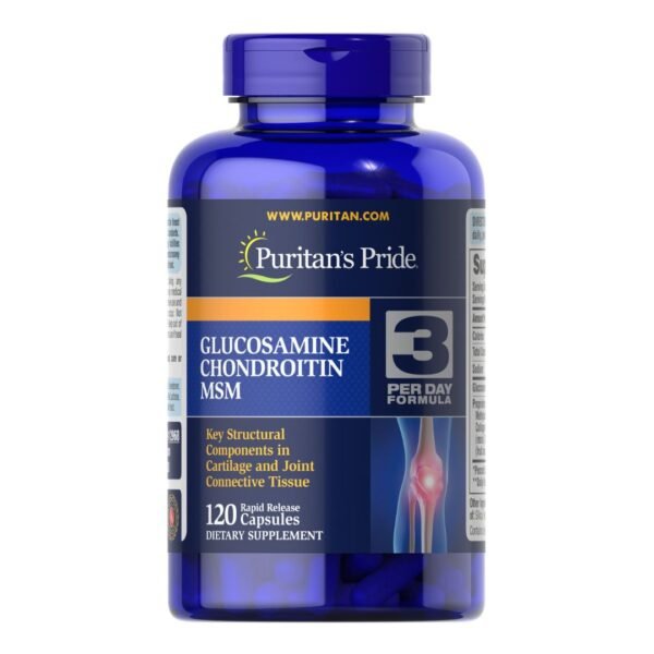 Puritan’s Pride | Glucosamine, Chondroitin & MSM-3 Per Day Formula | 120 Capsules