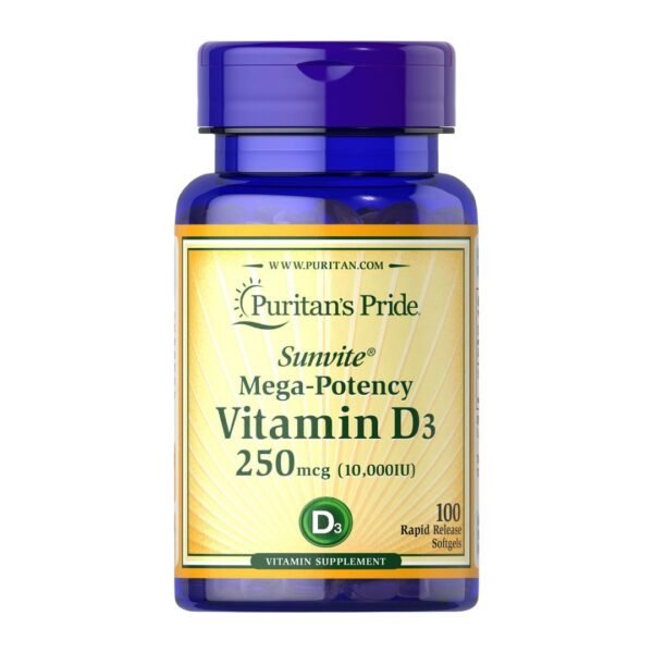Puritan’s Pride | Vitamin D3 250MCG (10,000 IU) | 100 Rapid Release Softgels