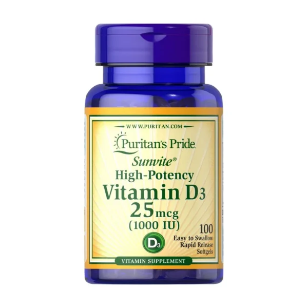 Puritan’s Pride | Vitamin D3 25MCG (1000 IU) | 100 Rapid Release Softgels